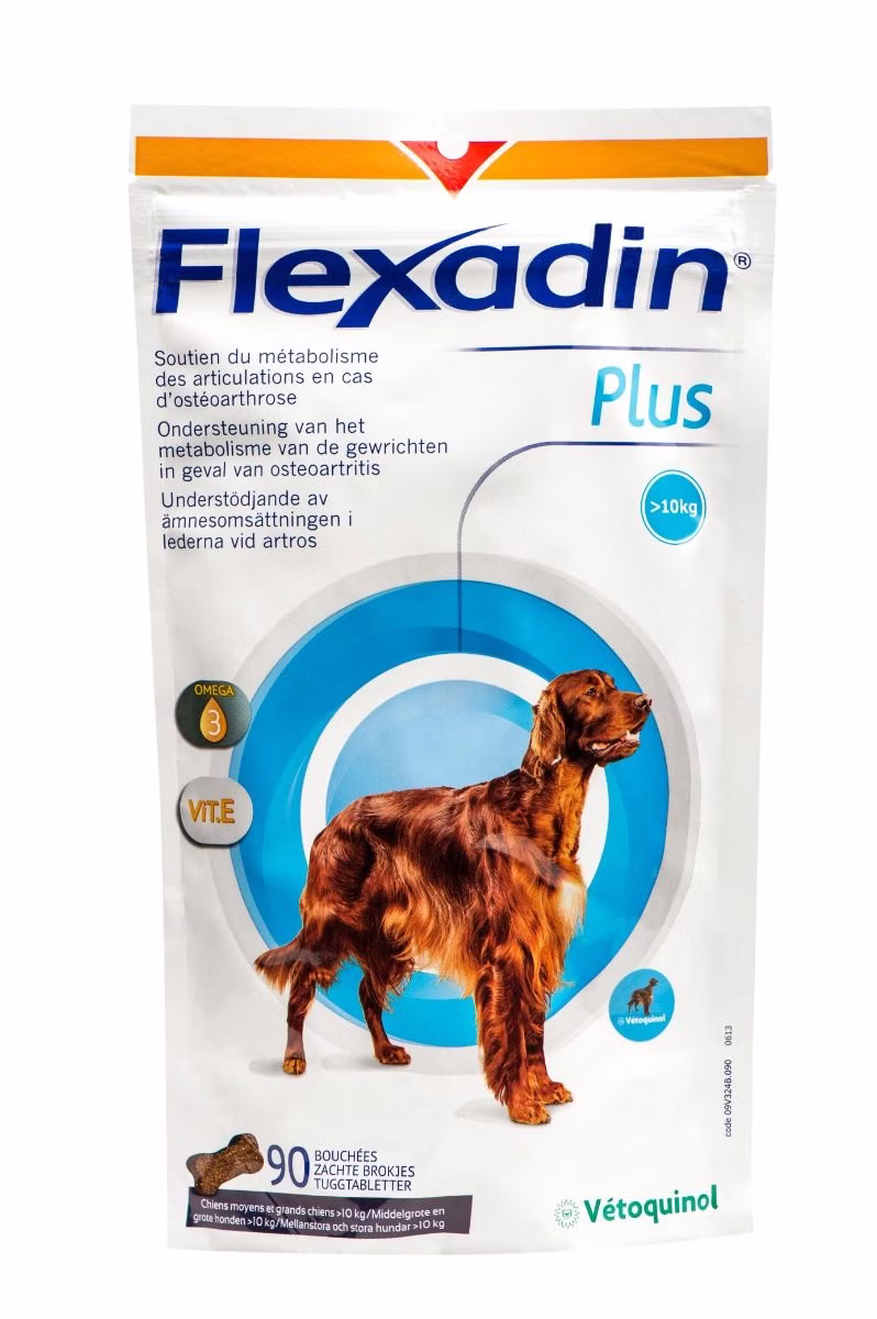 Sachet Flexadin Plus Maxi chien plus de 10kg 90 bouchées format économique Vetoquinol