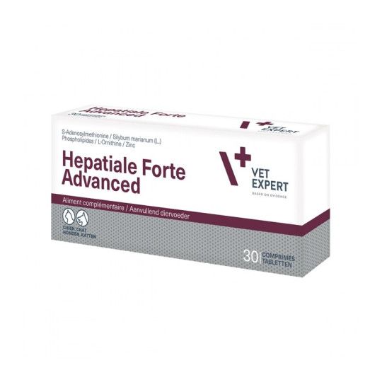 Boîte Hepatiale Forte Advanced 30 comprimés Vet Expert, protecteur hépatique chien chat au Chardon Marie.