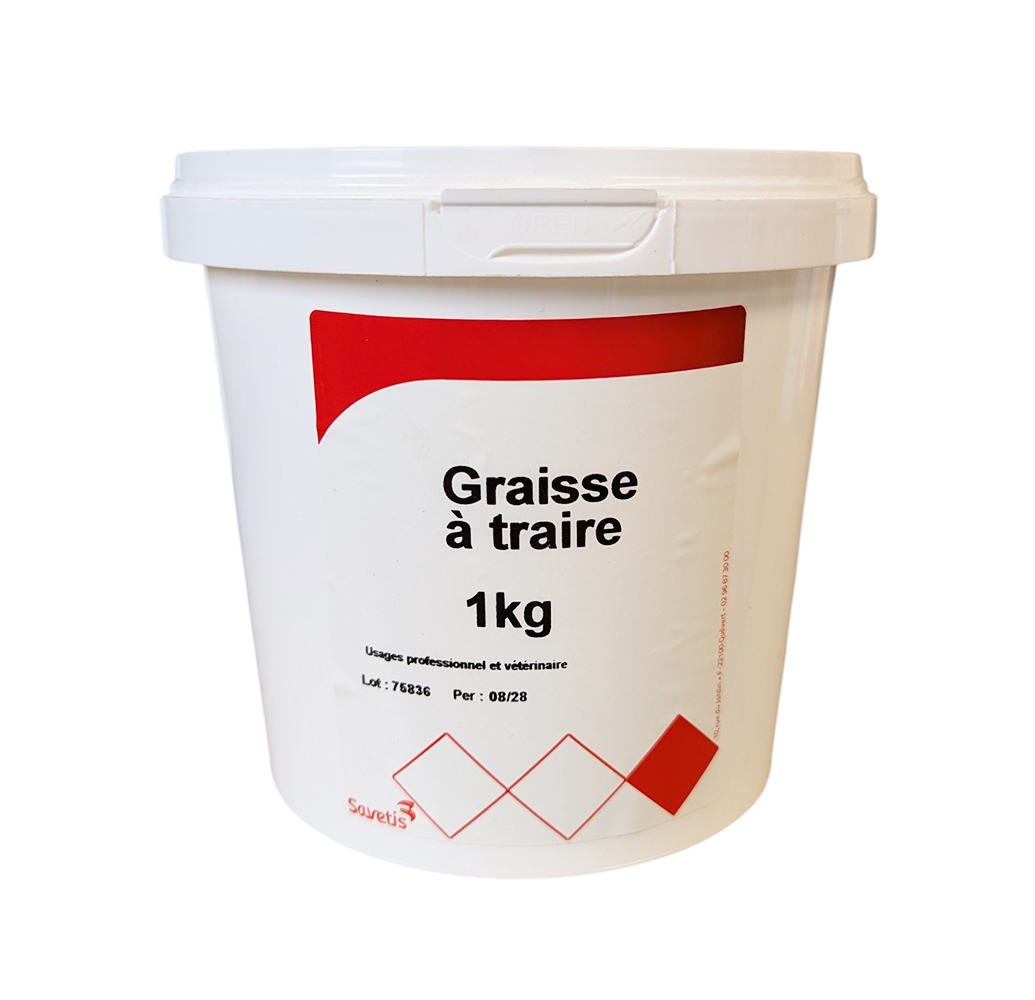 Graisse à traire 1 kg Savetis – soin protecteur pour mamelle et trayons des vaches laitières.