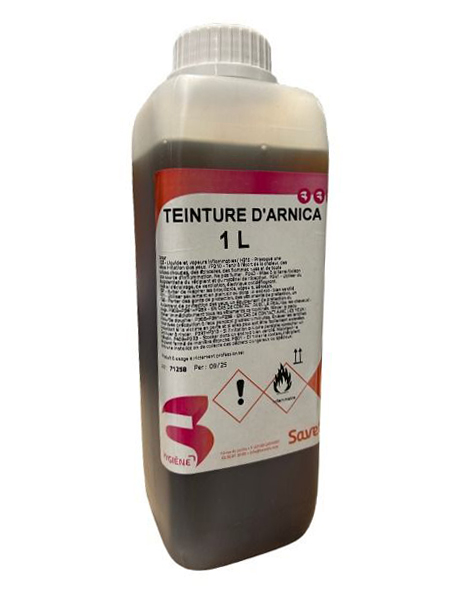 Bidon 1L Teinture d'Arnica Savetis soin coups muscles et tendinites chevaux et bovins