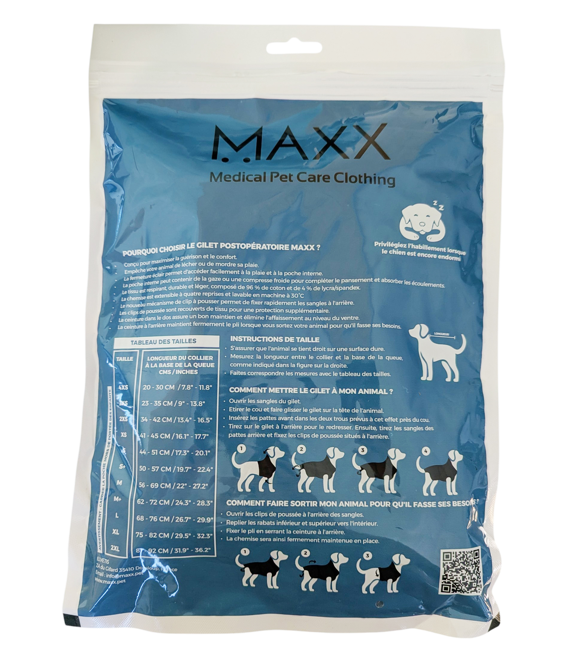 Gilet de protection Dog Shirt taille M+ bleu paon sur chien robuste