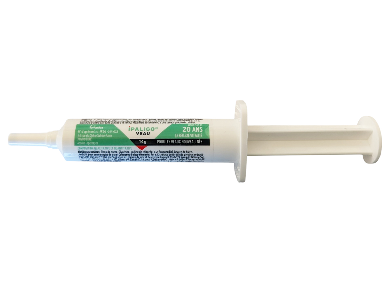 Présentoir de 16 seringues IPALIGO Veau, aliment complémentaire vitalité Vetoquinol.
