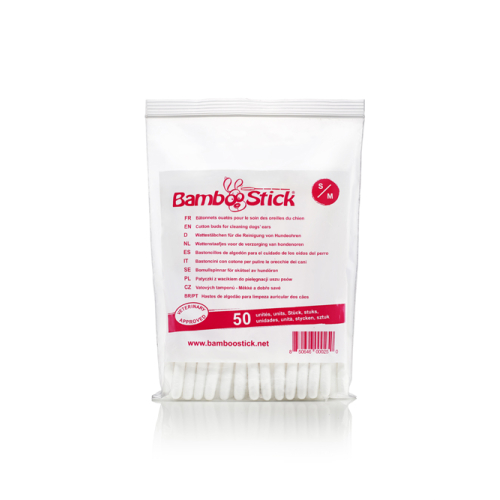 Sachet 50 BambooStick S/M coton-tiges nettoyage oreilles petit chien et chat
