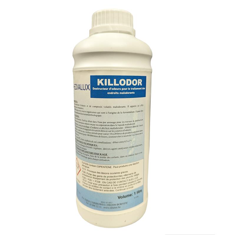 Bidon 1L Killodor destructeur odeurs puissant professionnel pour déchets et canalisations