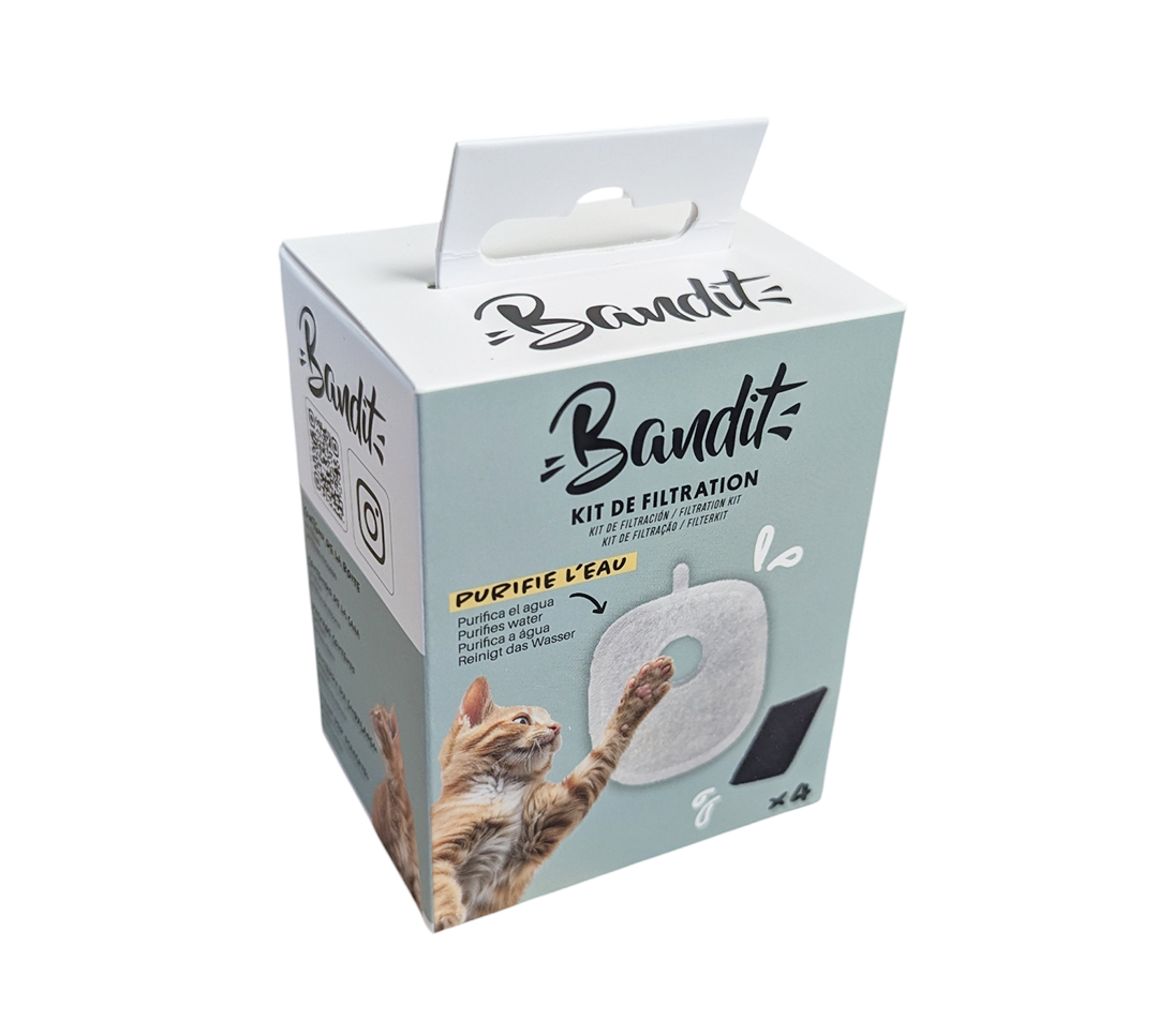 Boîte de 4 filtres de rechange pour fontaine à eau Bandit purification eau chat