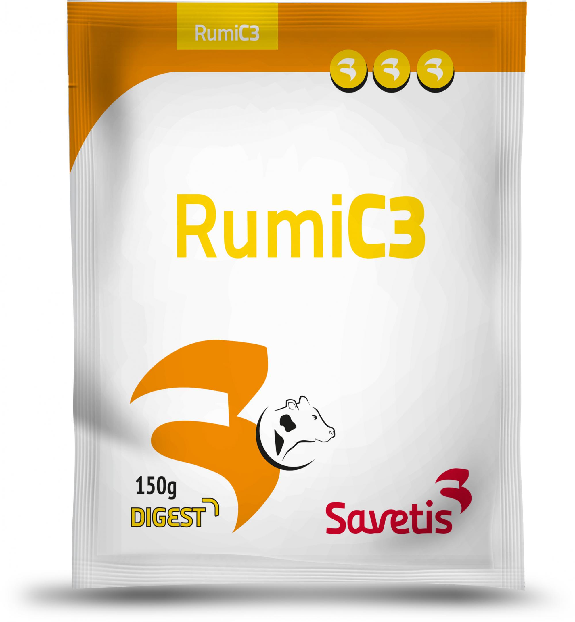RUMI C3 complément nutritionnel pour bovins – boîte de 45 sachets de 150 g.