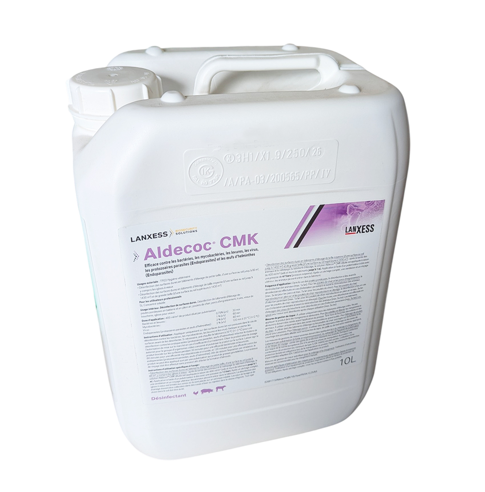 Bidon ALDECOC CMK 10L Lanxess - Désinfectant anticoccidien pour élevage.