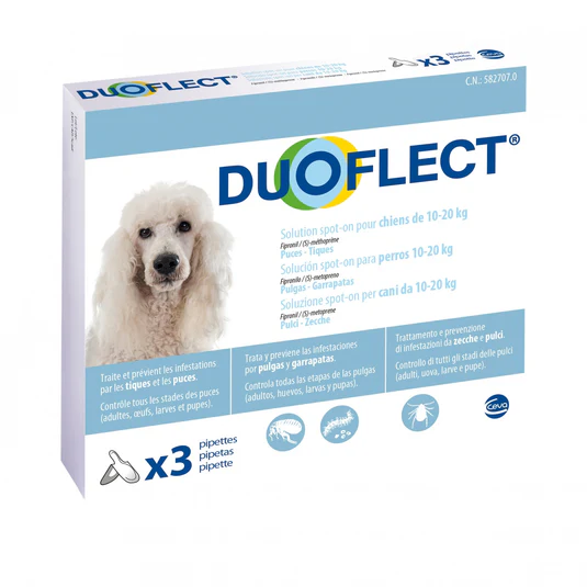 Boîte Duoflect 3 pipettes pour chien moyen 10-20kg anti-puces et tiques