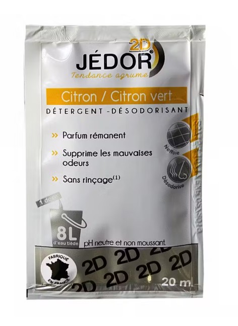 Dosette JEDOR 2D Citron Vert 20ml nettoyant désodorisant professionnel sans rinçage.