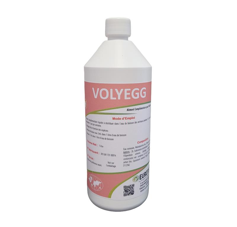 Bidon VOLYEGG 1L, complément alimentaire pour solidité de la coquille d'œuf.