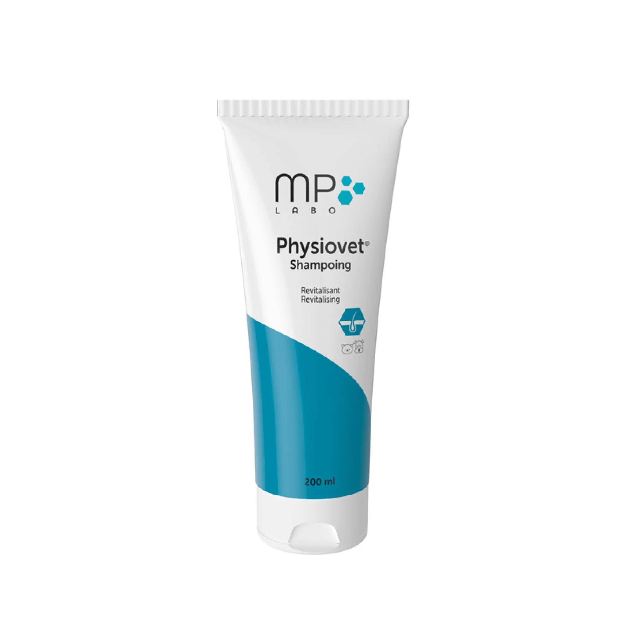 Tube shampoing Physiovet MP Labo 200ml revitalisant chien chat.