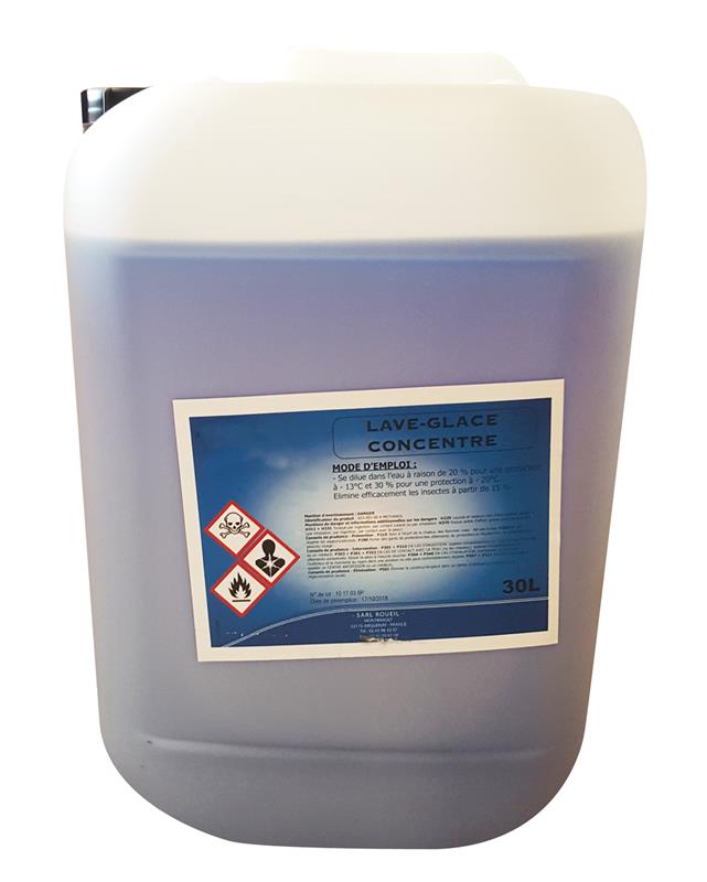 Bidon 30L lave-glace concentré bleu antigel professionnel UN 1230.